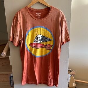 True Religion Orange T-Shirt with Winged Bomb Graphic